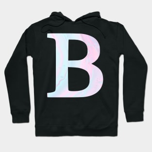 The Letter B Pink and Blue Marble Design Hoodie